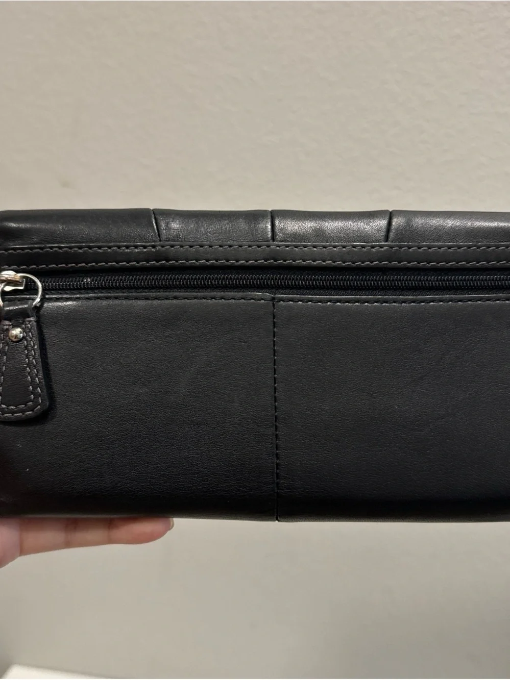 Coach Black Leather Clutch with Buckle Accent